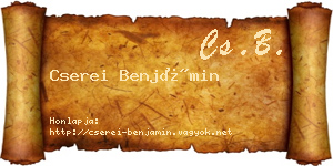 Cserei Benjámin névjegykártya